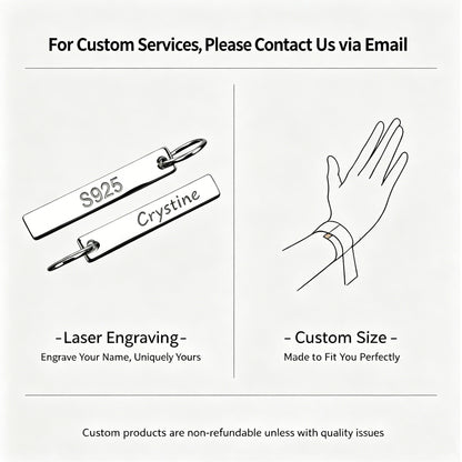 Bracelet personalization charm set with 925 plate and custom size example sketch