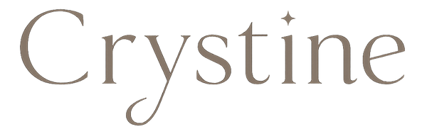 Brand name 'Crystine' in a decorative font on a white background